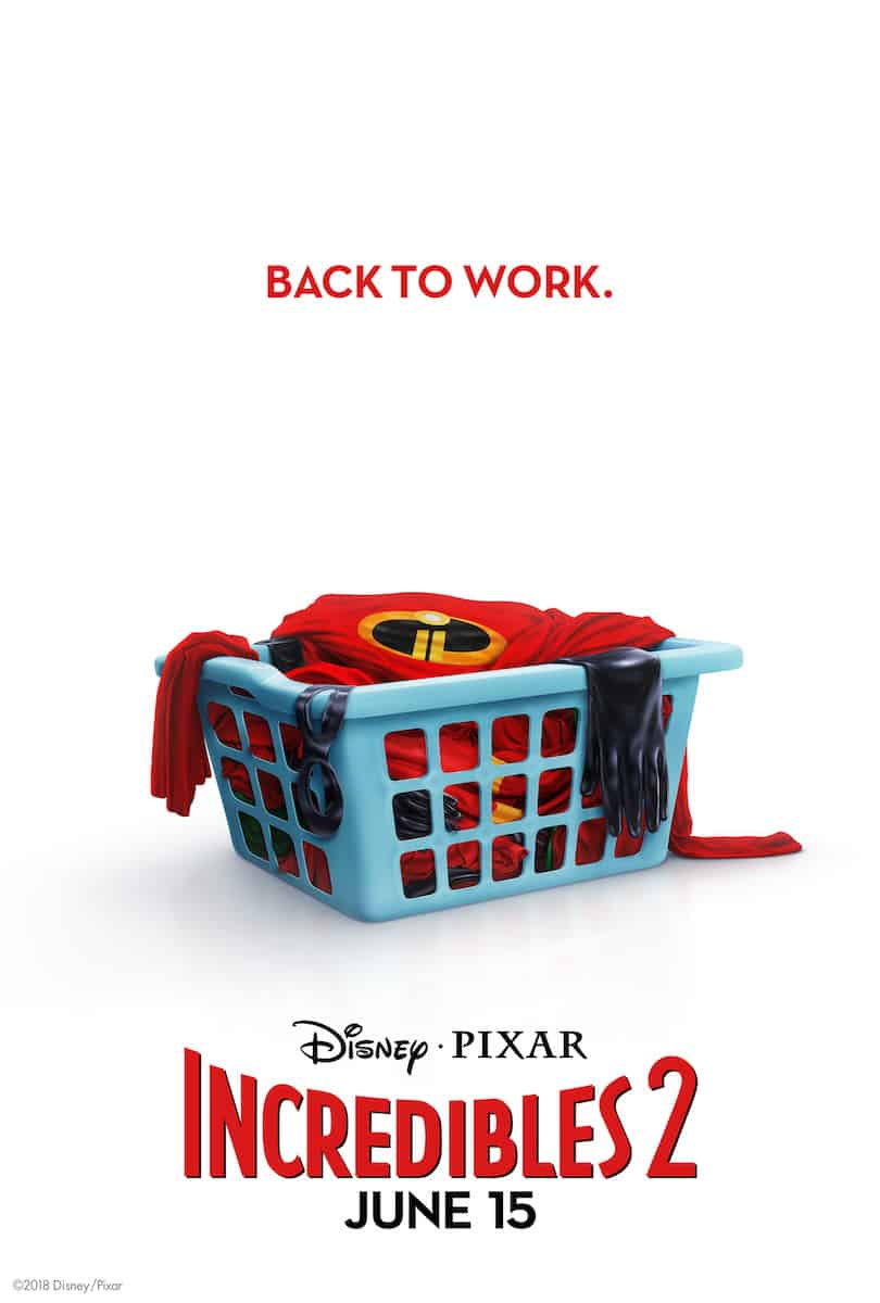 Incredibles 2 movie poster costume in basket