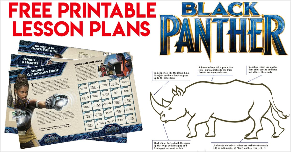Black Panther lesson plan printable