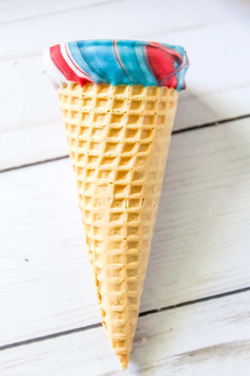 dipped sugar cones in red white and blue