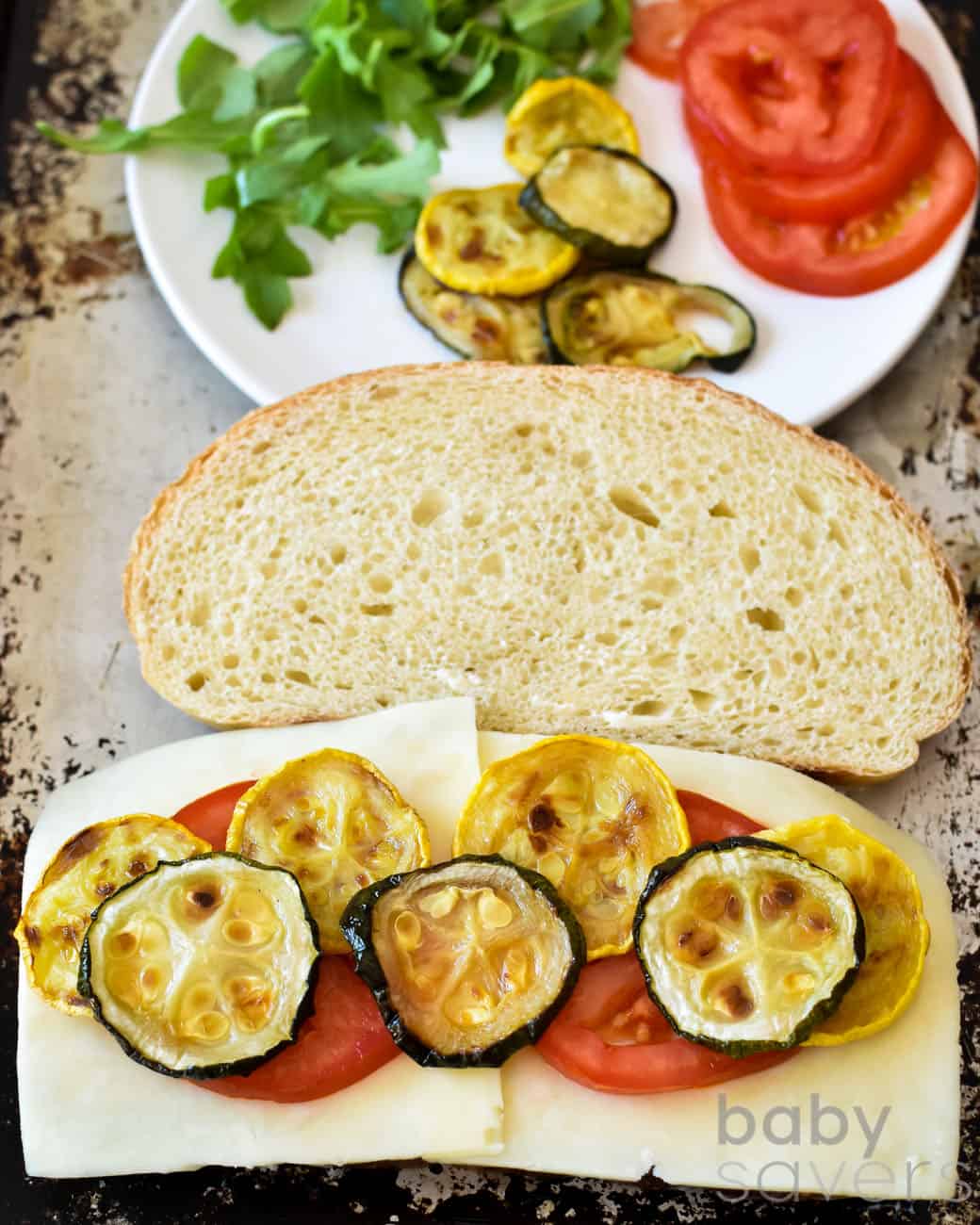 Zucchini grilled cheese before cooking