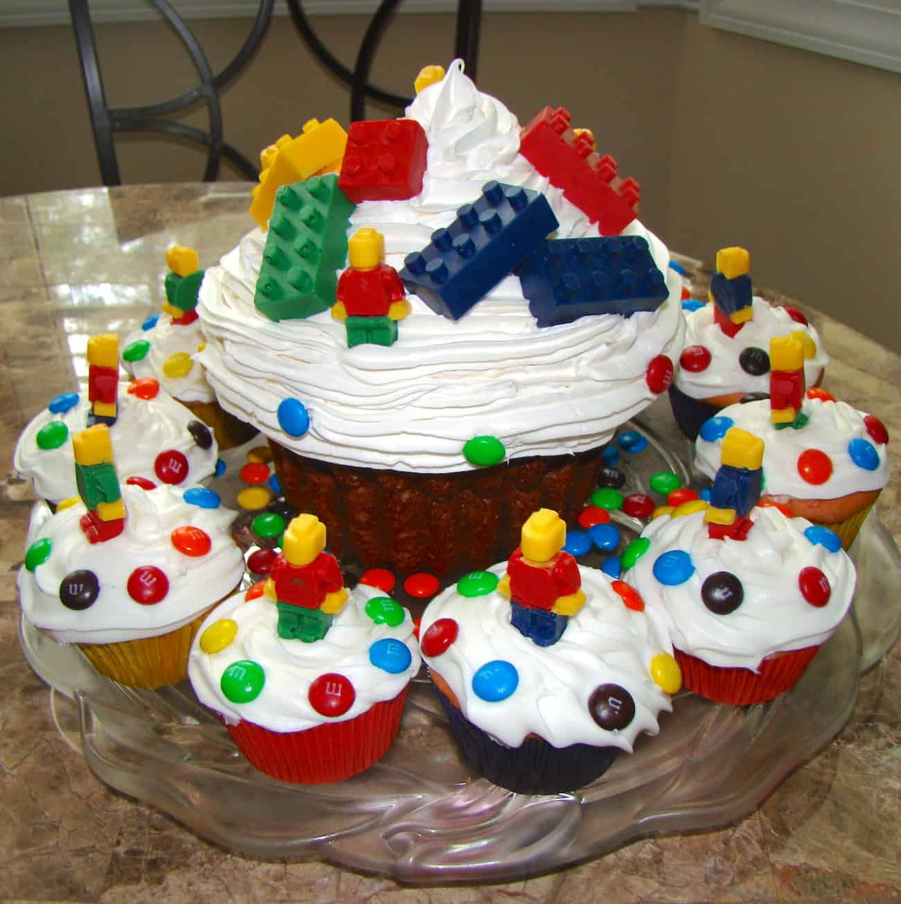 lego cake from giant cupcake pan