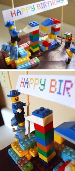 cake topper made from legos