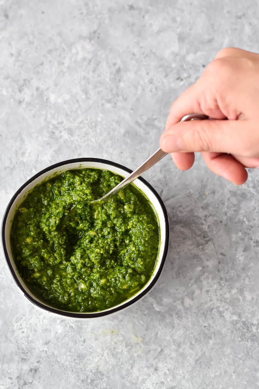 cilantro pesto for cauliflower cheese soup