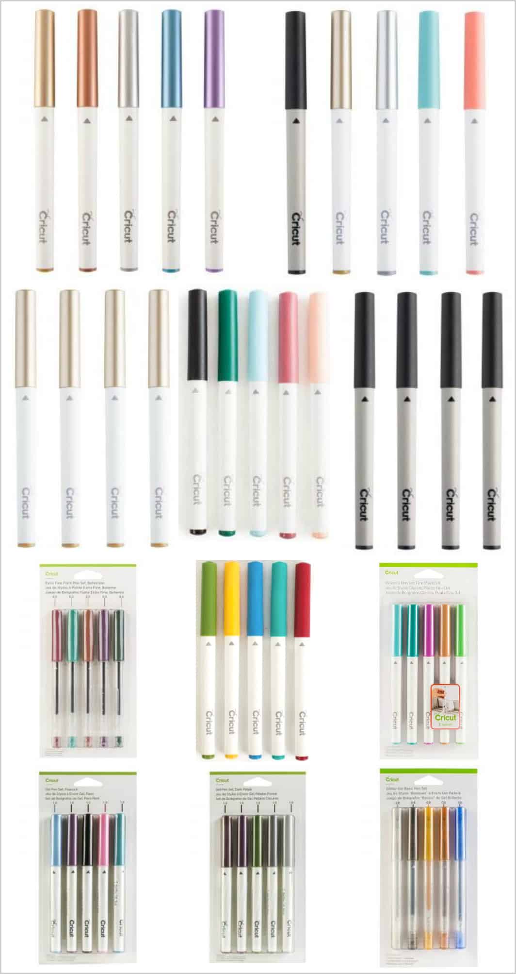 Variety of Cricut pens to use with the machine