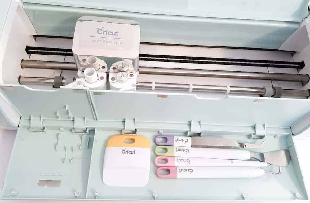Open Cricut explore air 2 with tools and storage