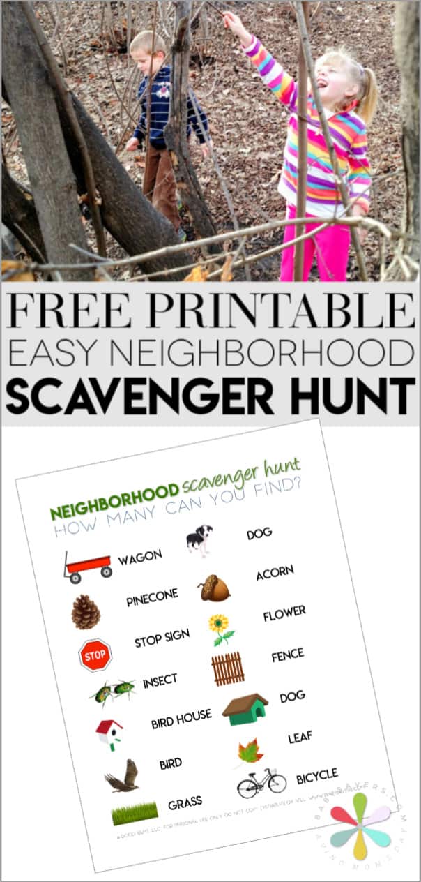 neighborhood scavenger hunt printable