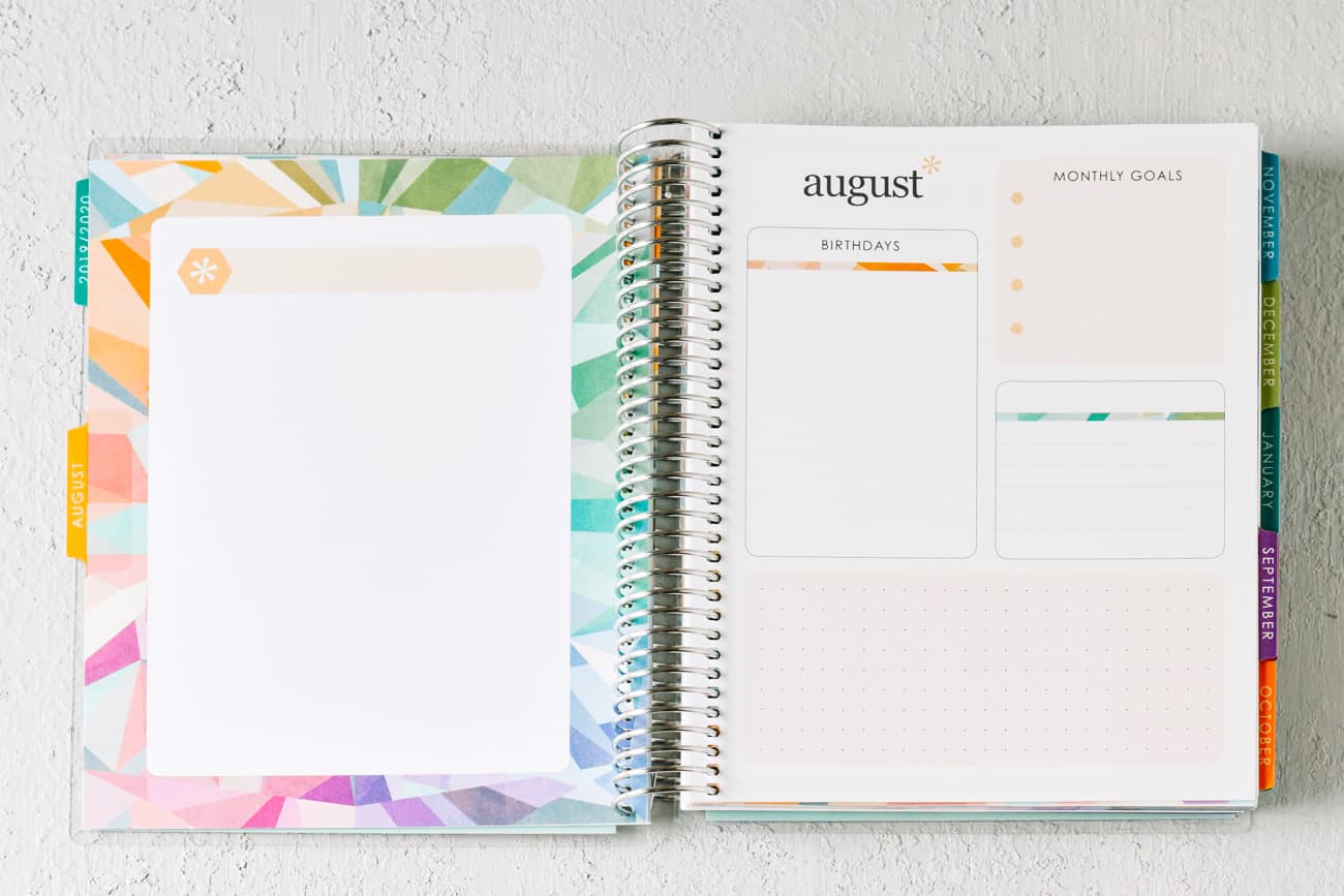 Erin Condren Deluxe Monthly Planner monthly dashboard