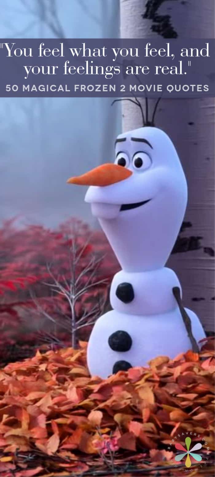 Olaf in Frozen 2 with quote text overlay
