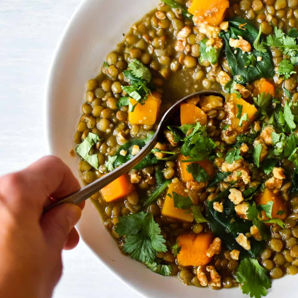 Butternut Squash Lentil Soup Recipe with Spinach and Cilantro BabySavers