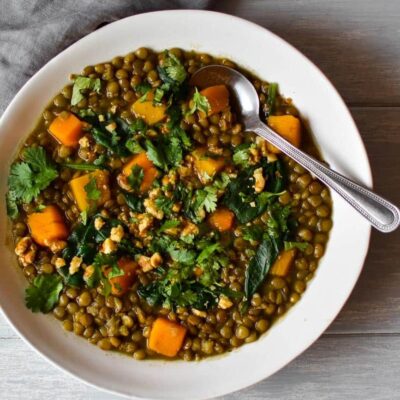 Vegan Lentil Soup with Spinach and Butternut Squash