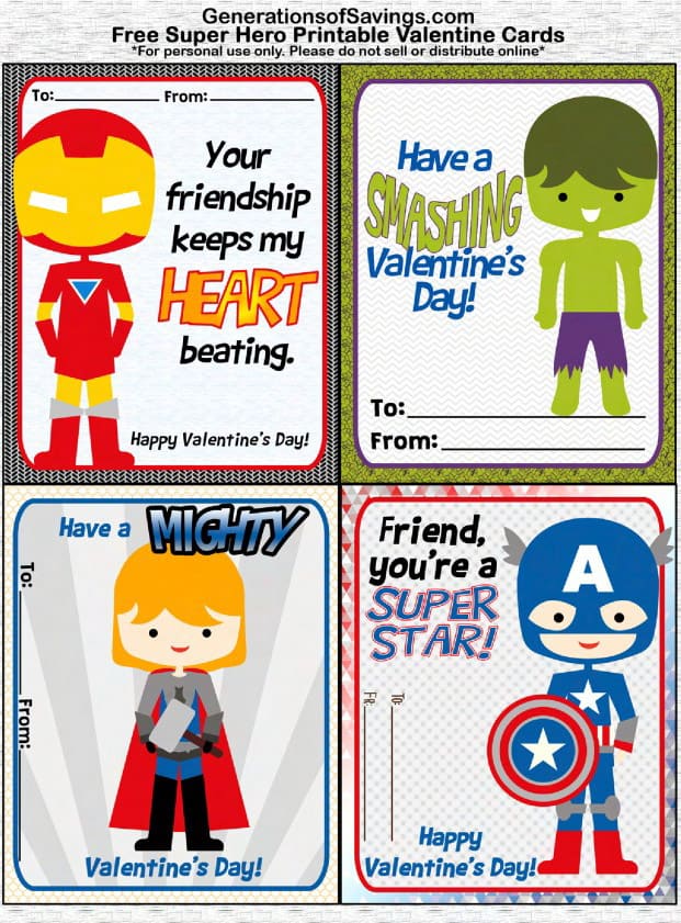 marvel superhero valentines