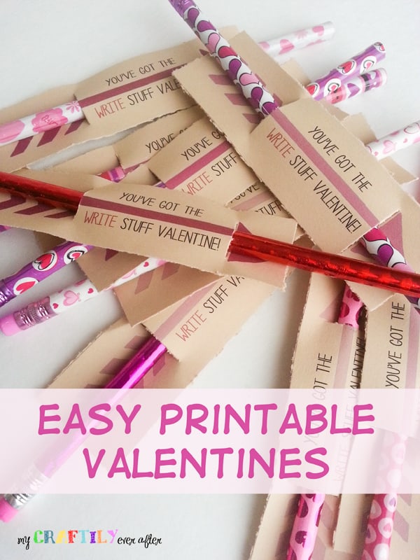 homemade valentines attached to pencils