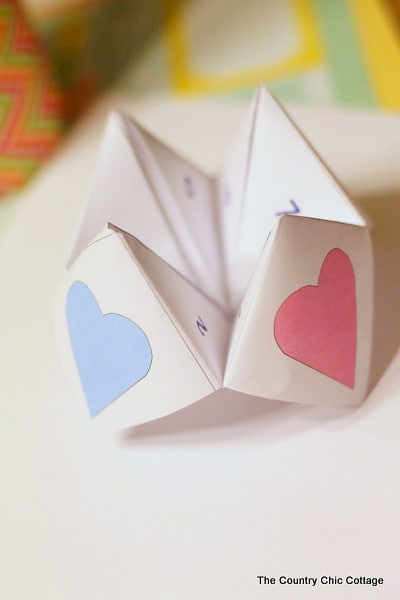 folded cootie catcher with hearts