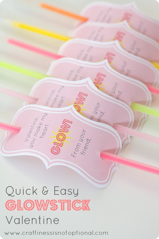 glow stick valentines with cute sayings