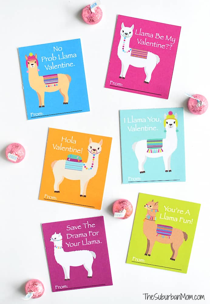 llama valentine cards