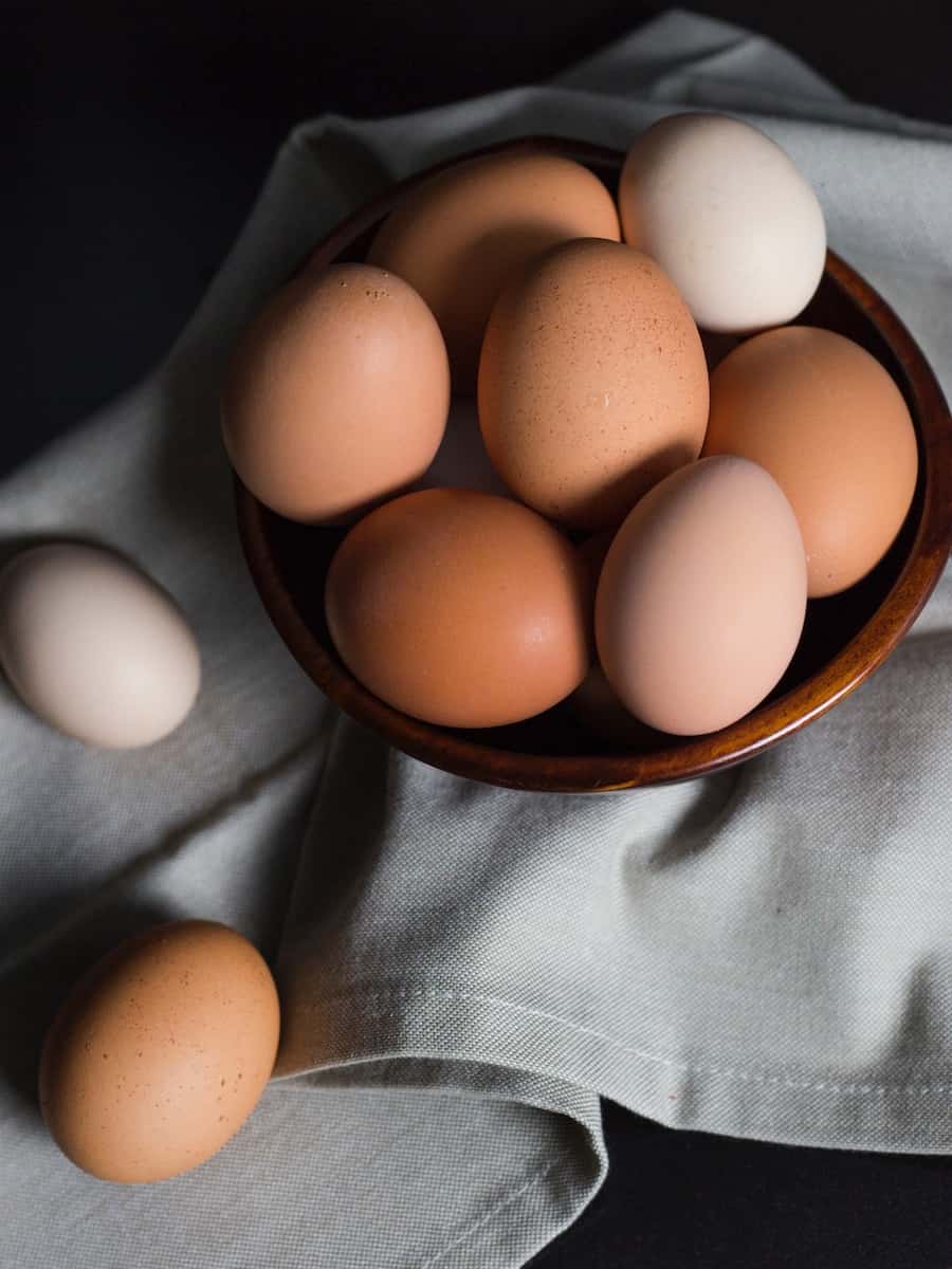 brown and white eggs