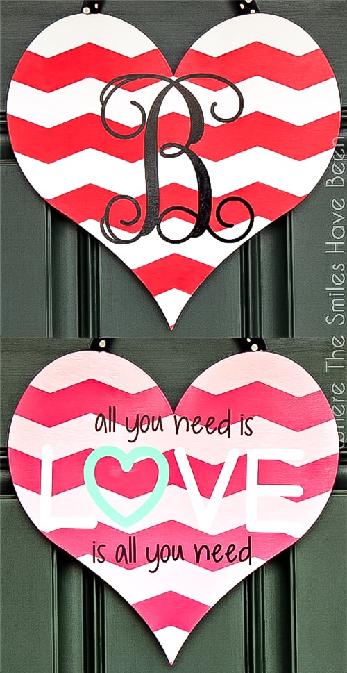 heart door hanging with cricut lettering