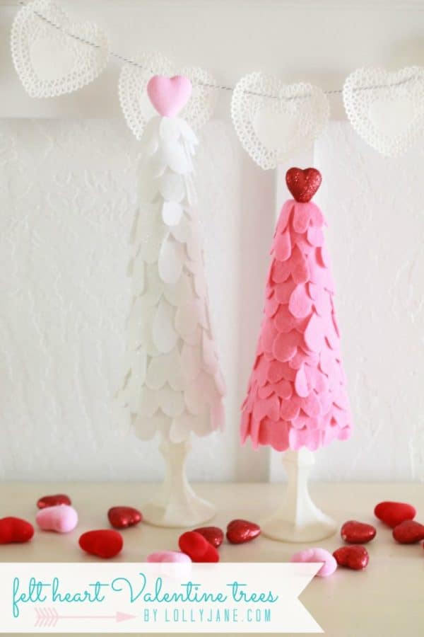 felt heart trees decoration