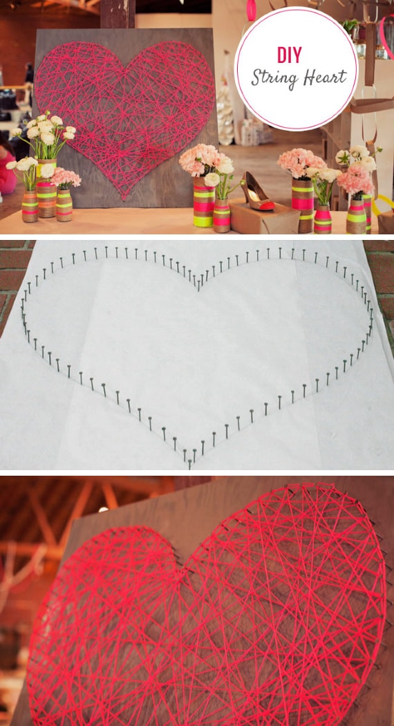 Valentine's Day string art heart craft