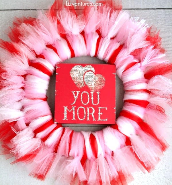 pink red and white tulle wreath