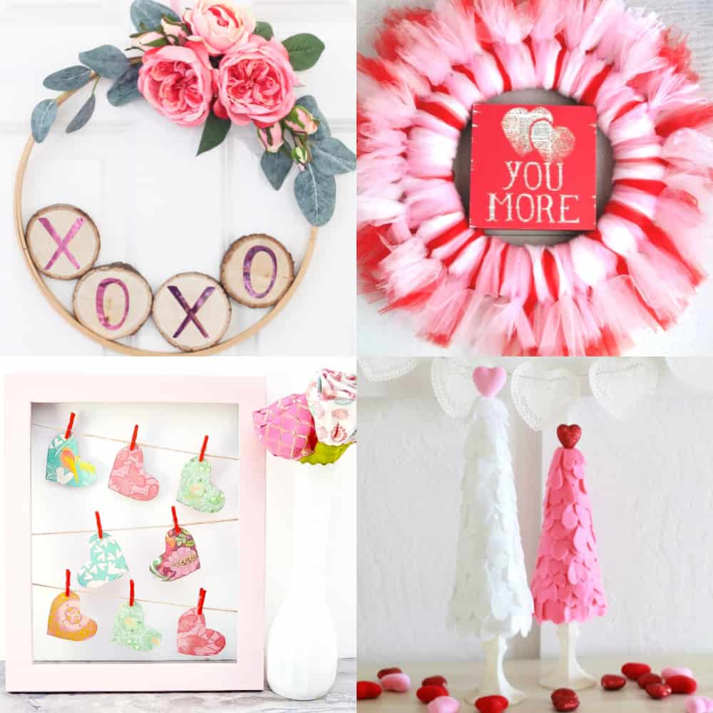 valentine crafts for adults collage with 4 images