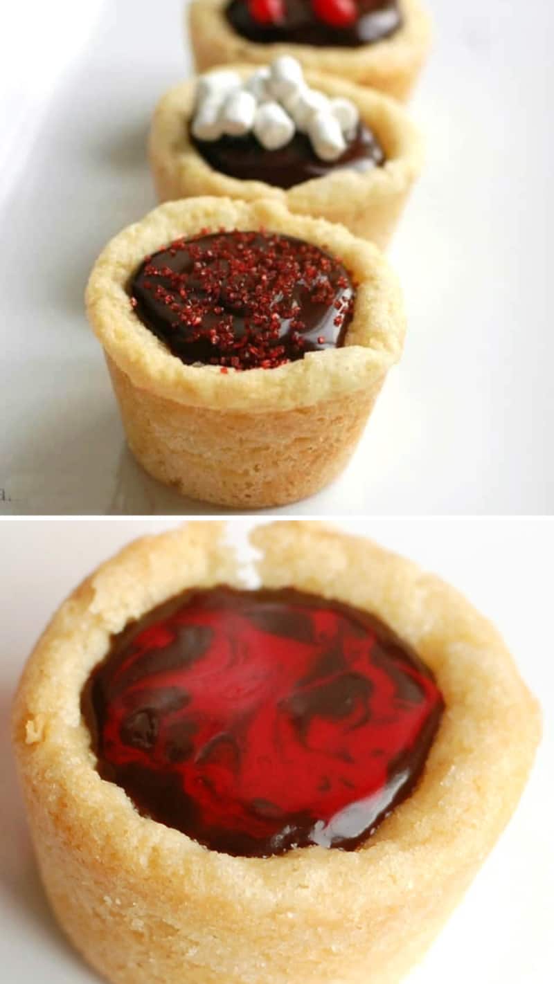 chocolate ganache filled cookie cups