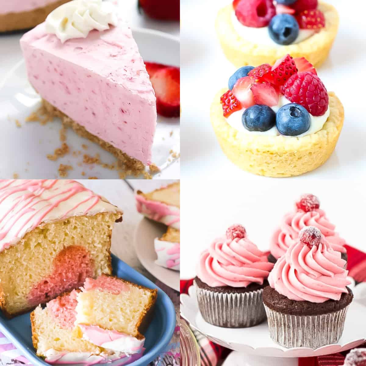 Collage of valentines day desserts