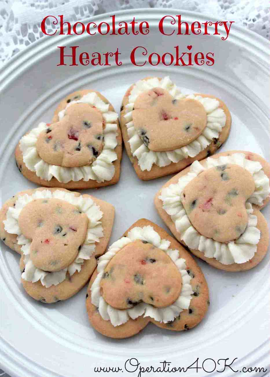 chocolate cherry heart cookies