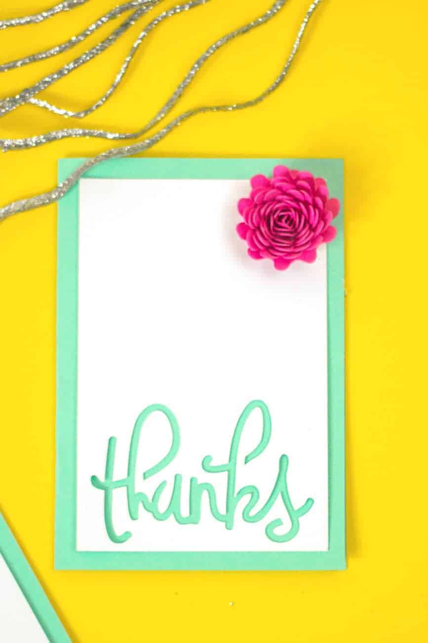 homemade card with pink flower