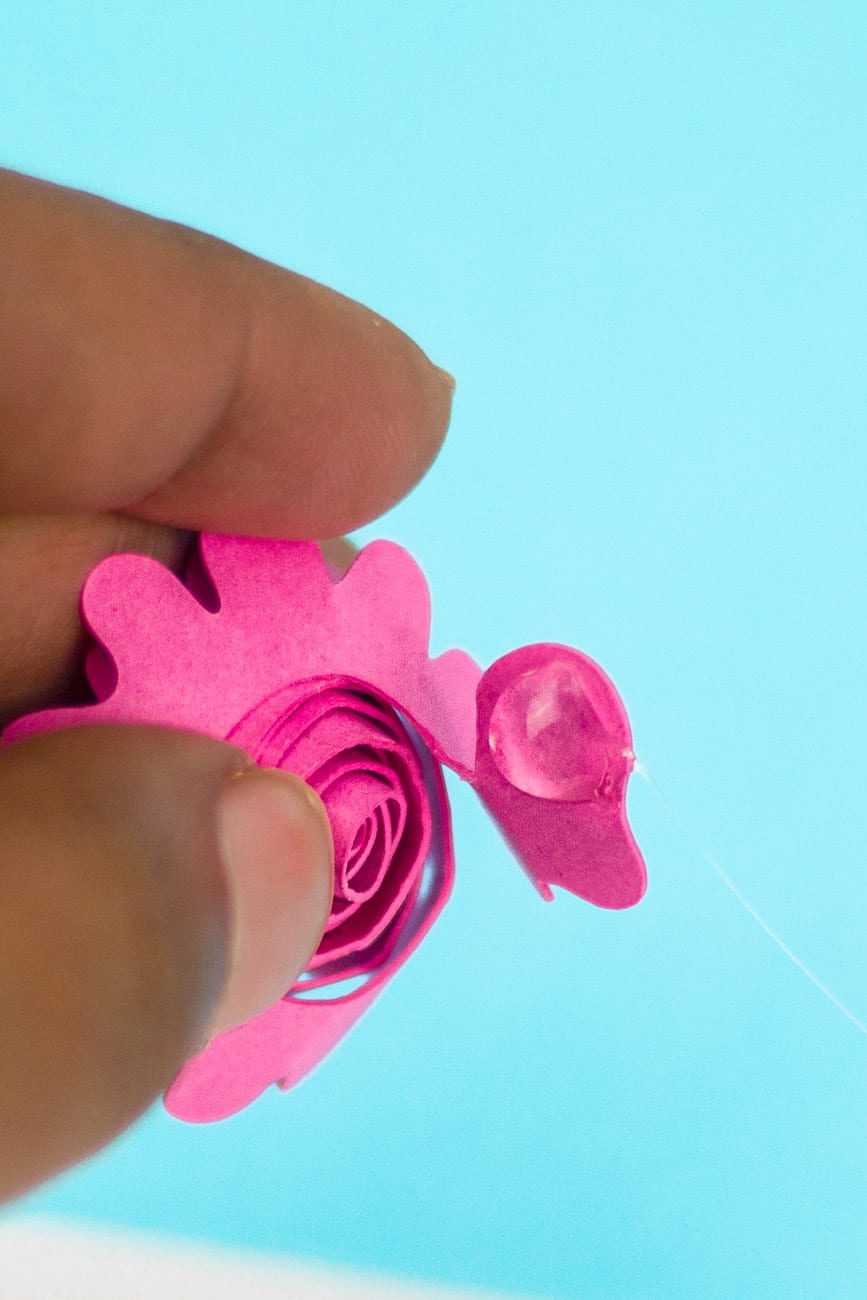 glue on homemade paper flower
