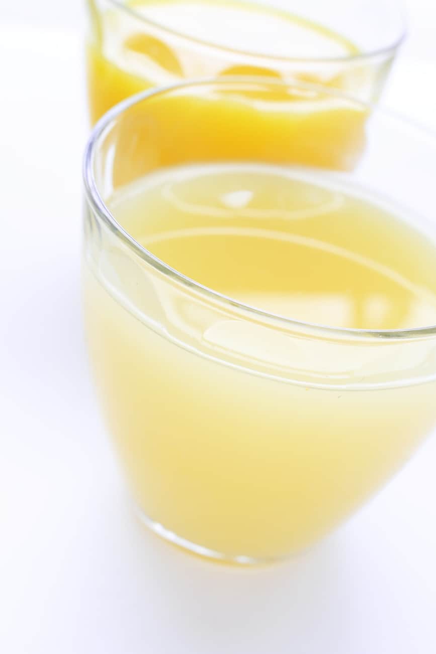 yellow and orange electrolyte drink