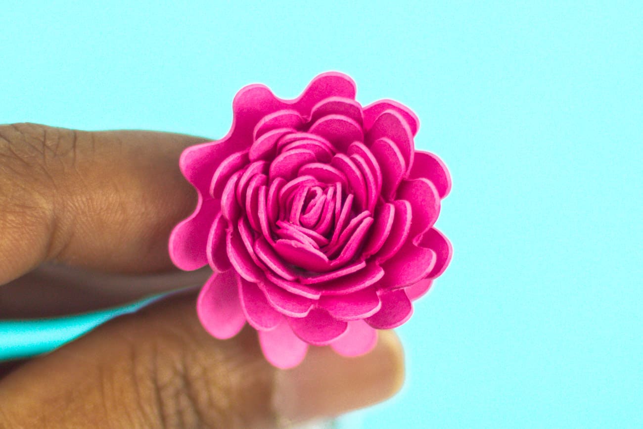 pink paper flower made with cricut