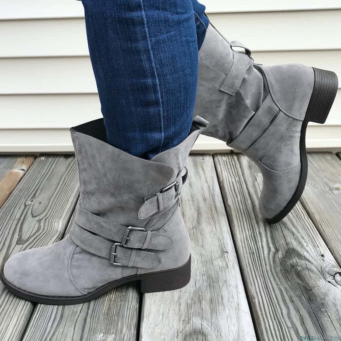 grey boots from just fab