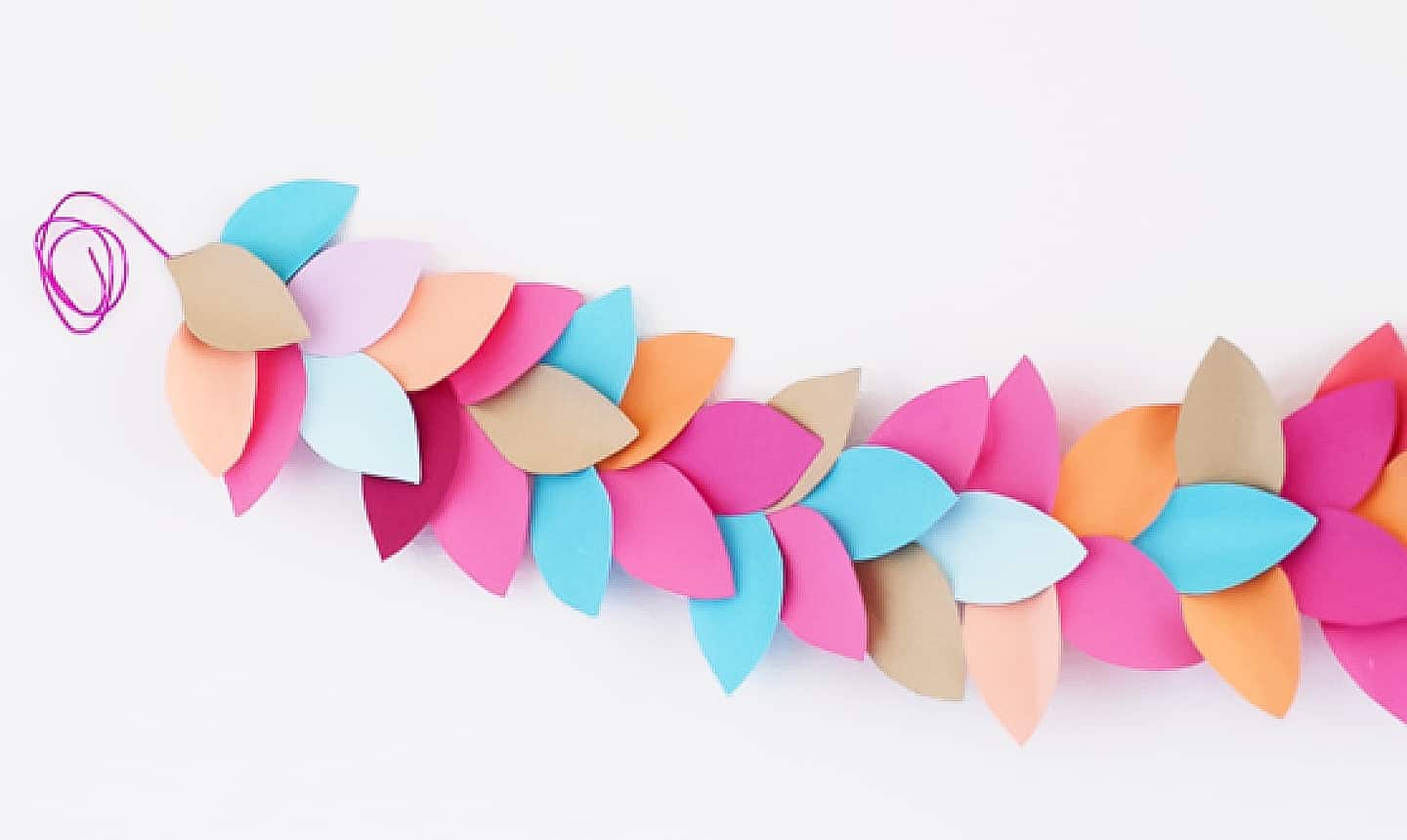 leaf shaped party garland in easter colors