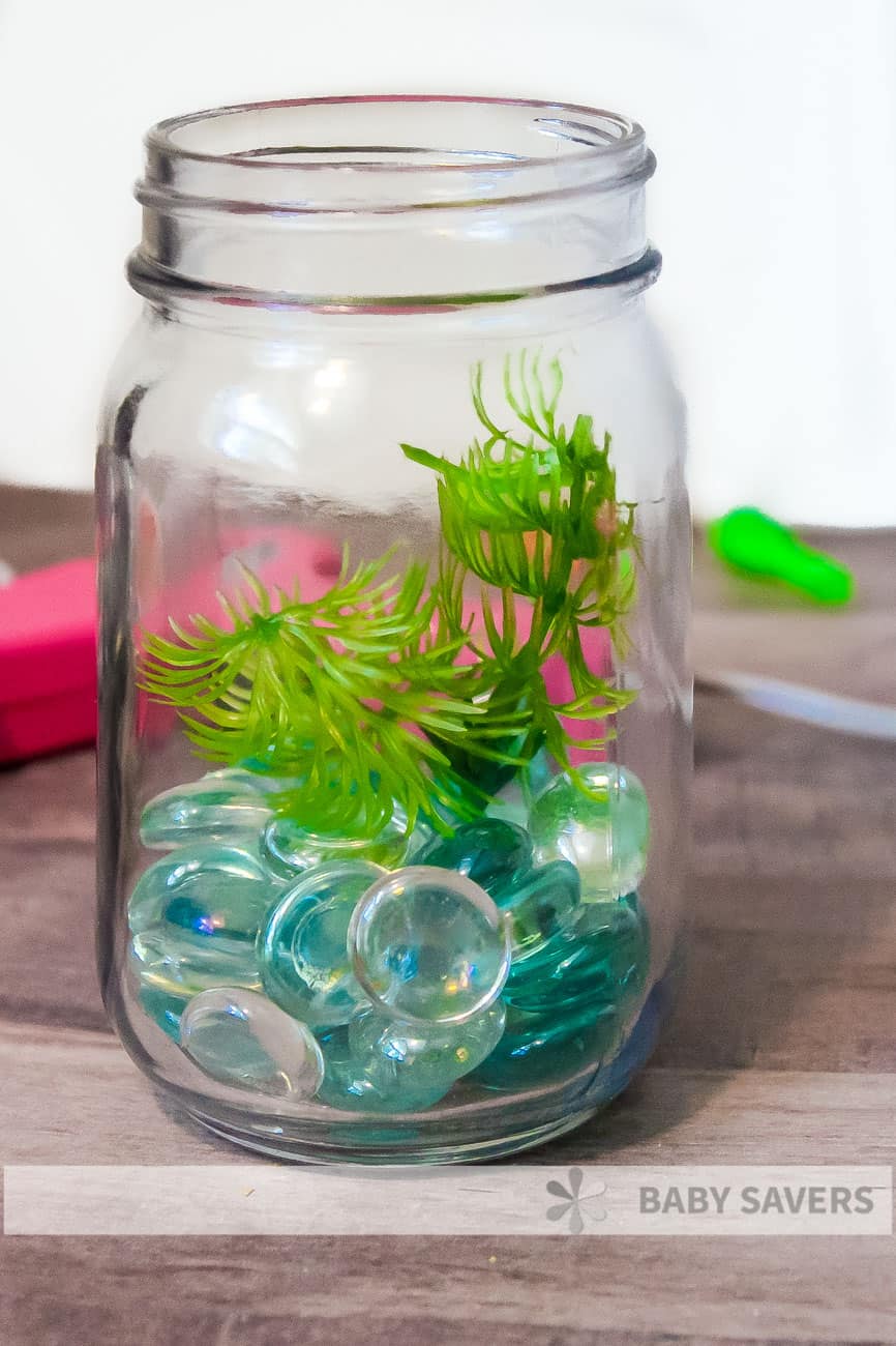 materials to make a DIY mason jar aquarium