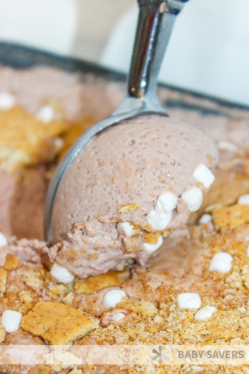ice cream scoop scooping homemade chocolate smores ice cream