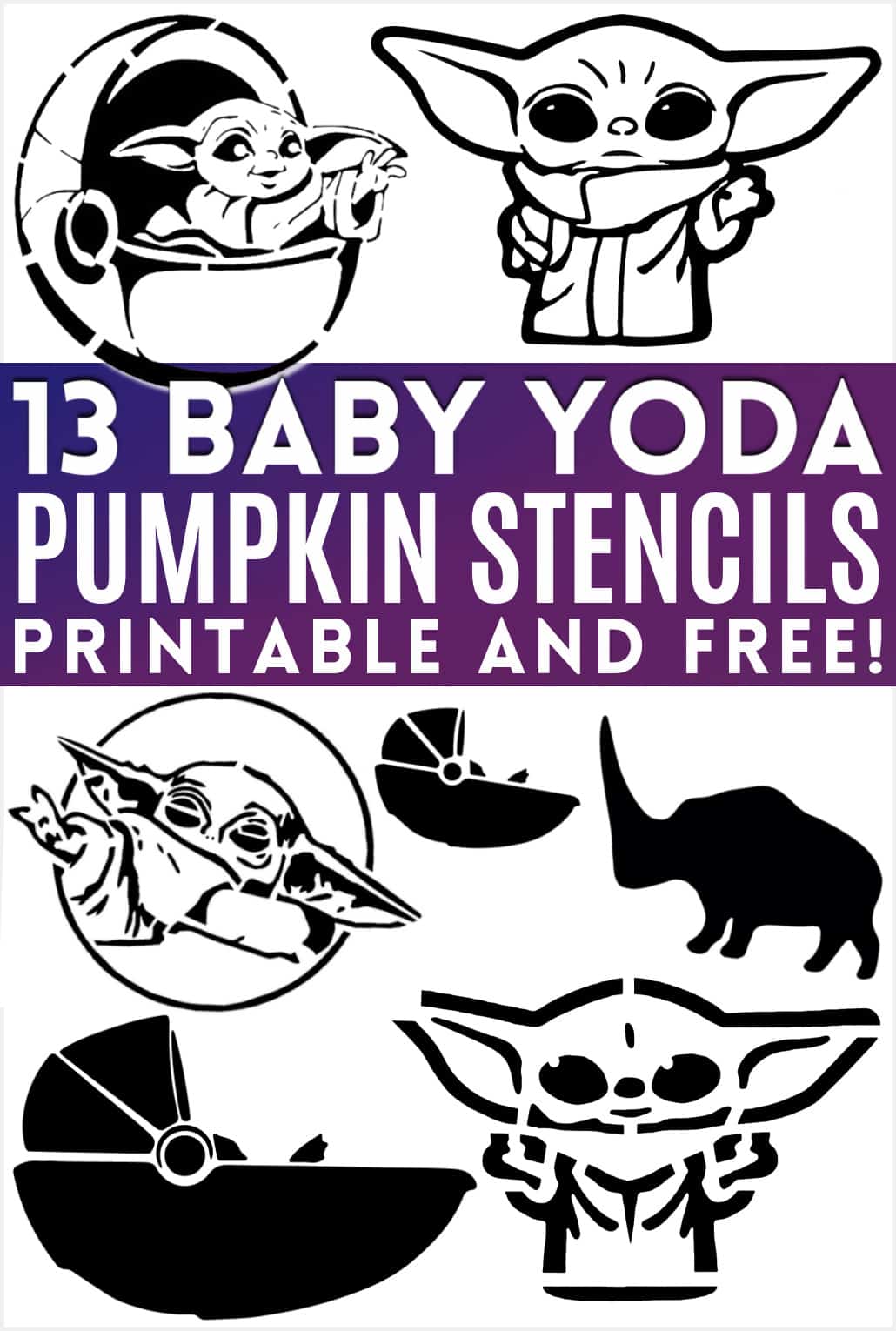 Baby Yoda Pumpkin Stencil Printable