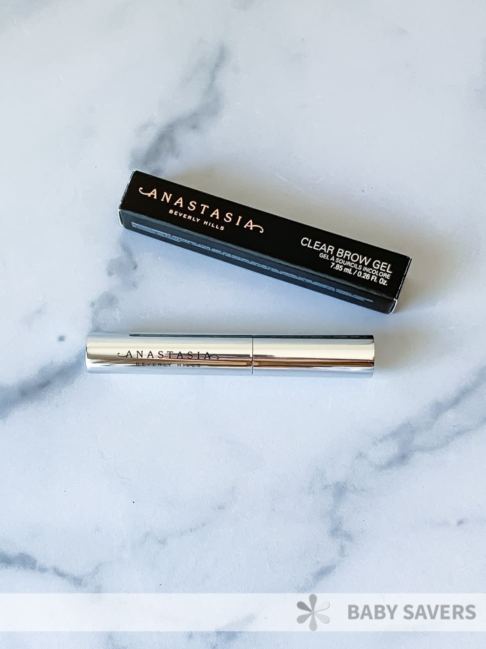 Anastasia Beverly Hills Clear Brow Gel silver tube and black box