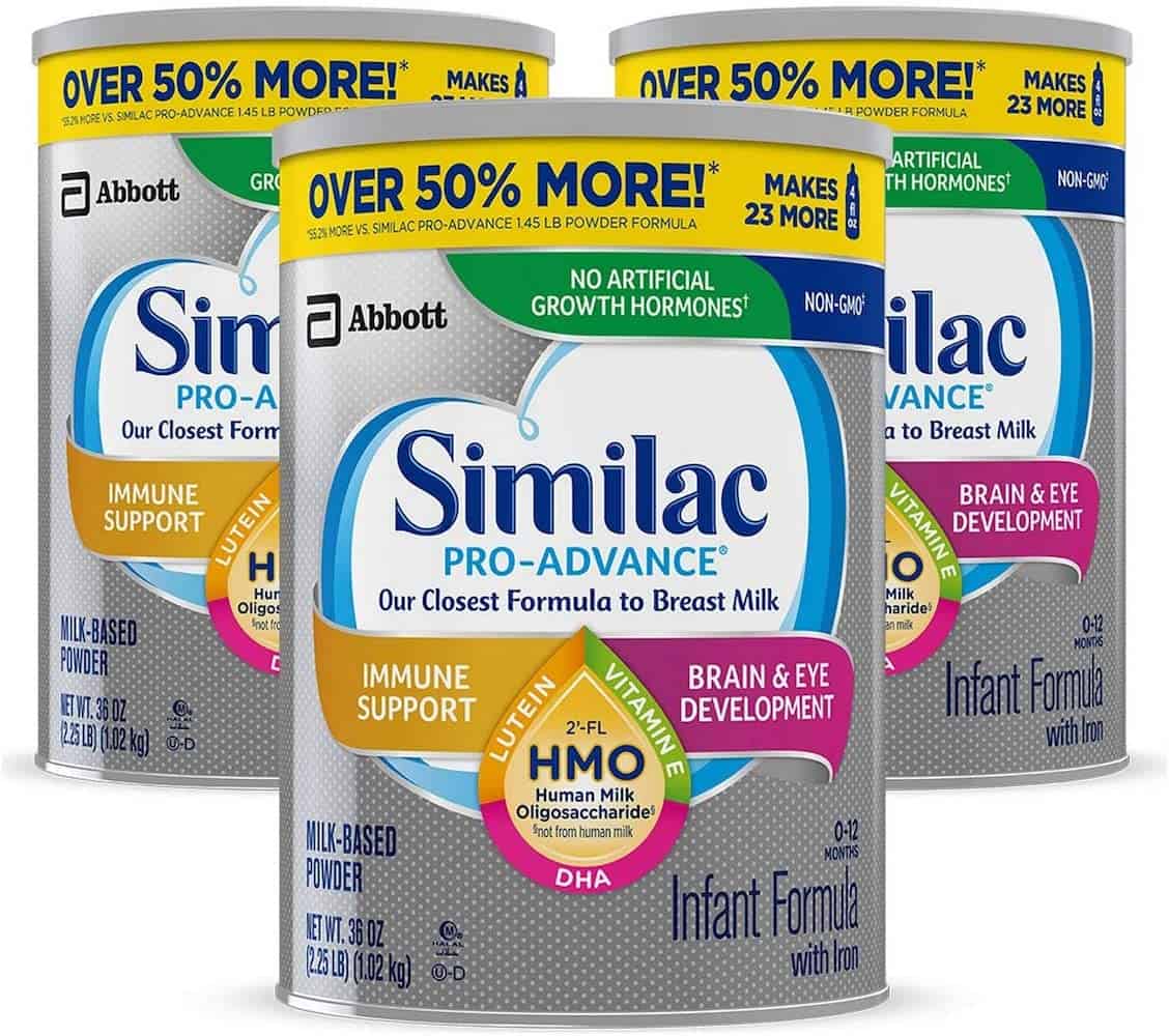 Similac Pro Advance - 3 silver cans with grey lids