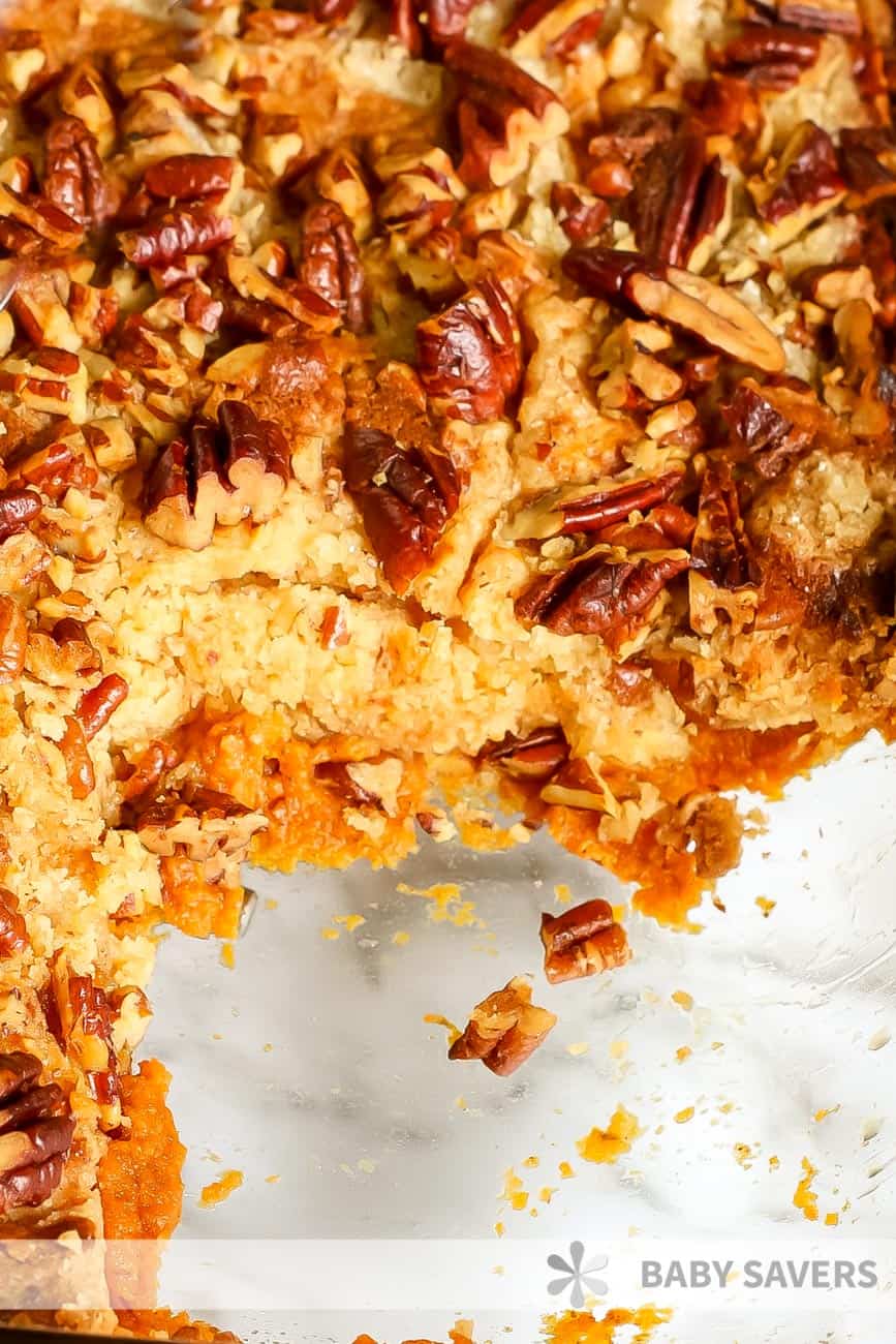 baked pumpkin crisp in baking dish