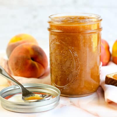 peach butter in a glass jar