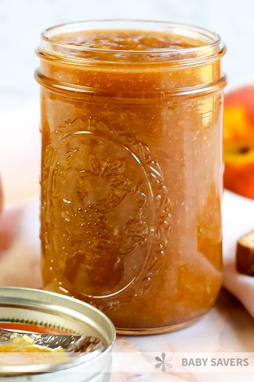 peach butter in a glass jar