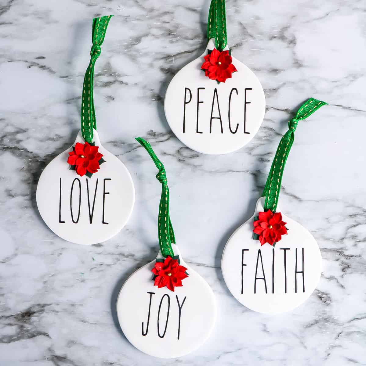 Rae Dunn Inspired Ornaments Easy DIY Farmhouse Christmas Decor