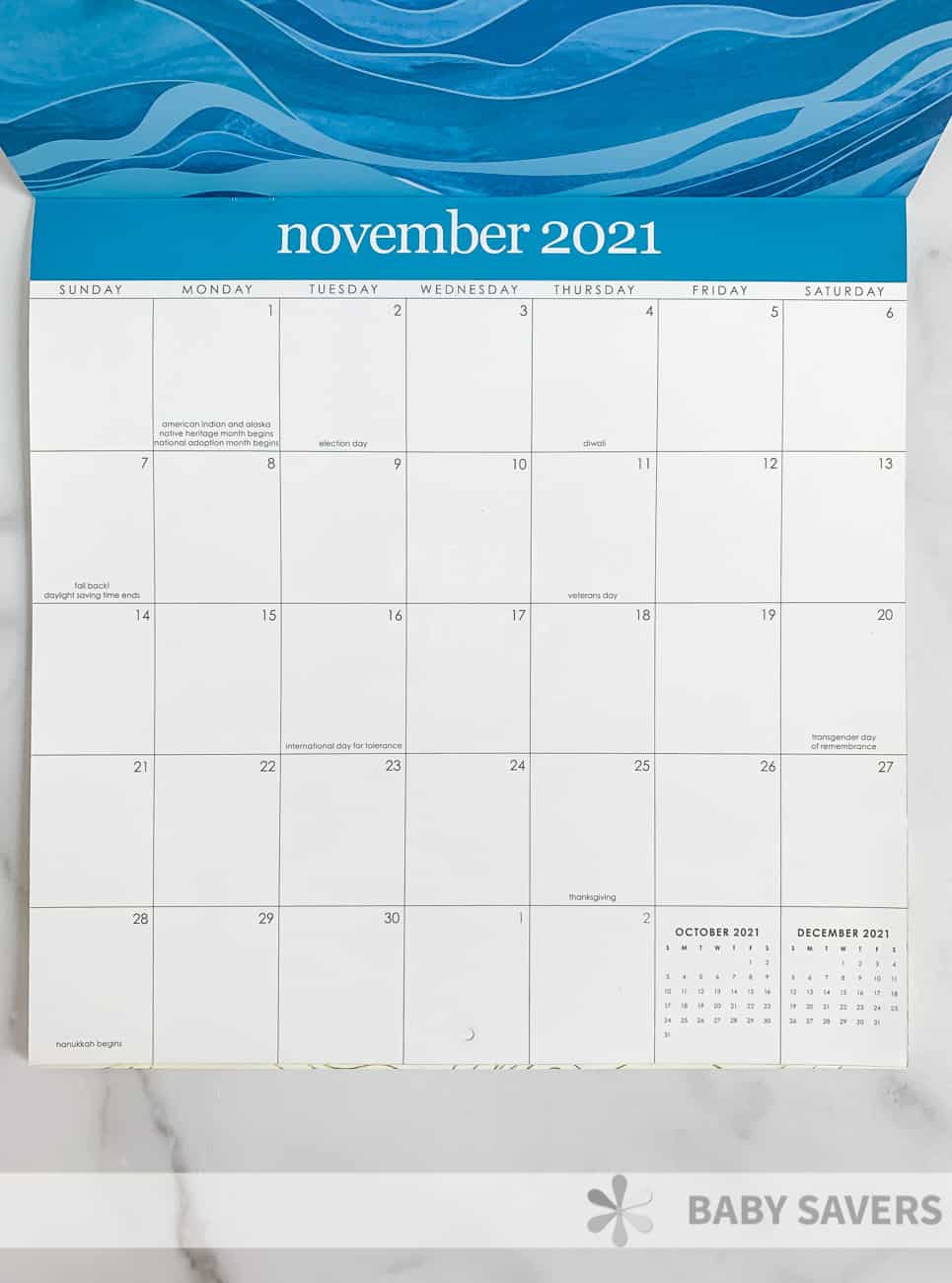 monthly calendar page November 2021