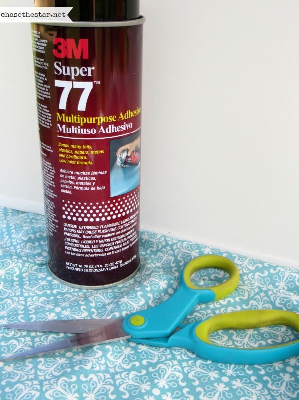 adhesive and fabric for covering a lampshade