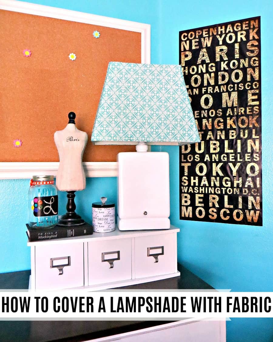 how to cover a lampshade with fabric DIY tutorial