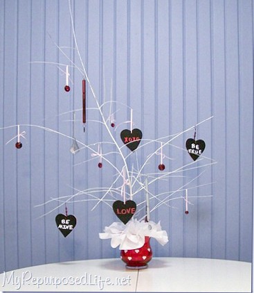 homemade chalkboard heart ornaments