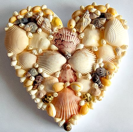 Sailor's heart homemade gift made from seashells