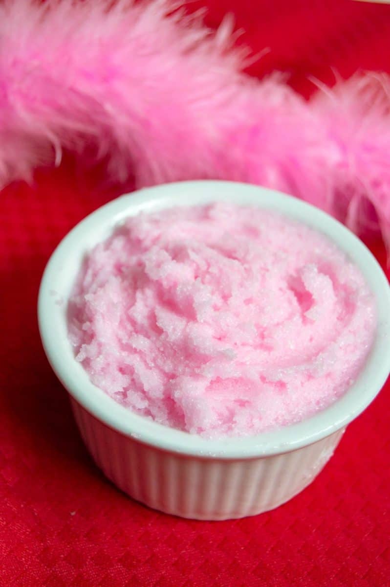 Pink whipped sugar scrub for Valentine's Day