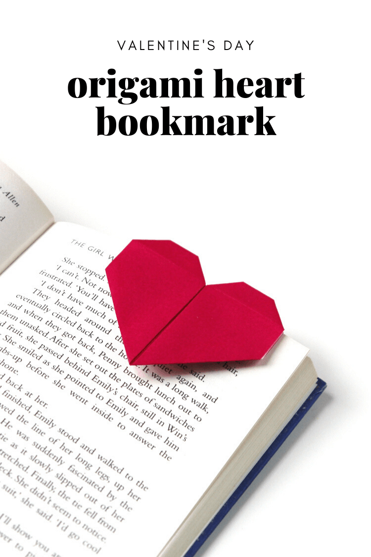 Heart orrigami used as a bookmark